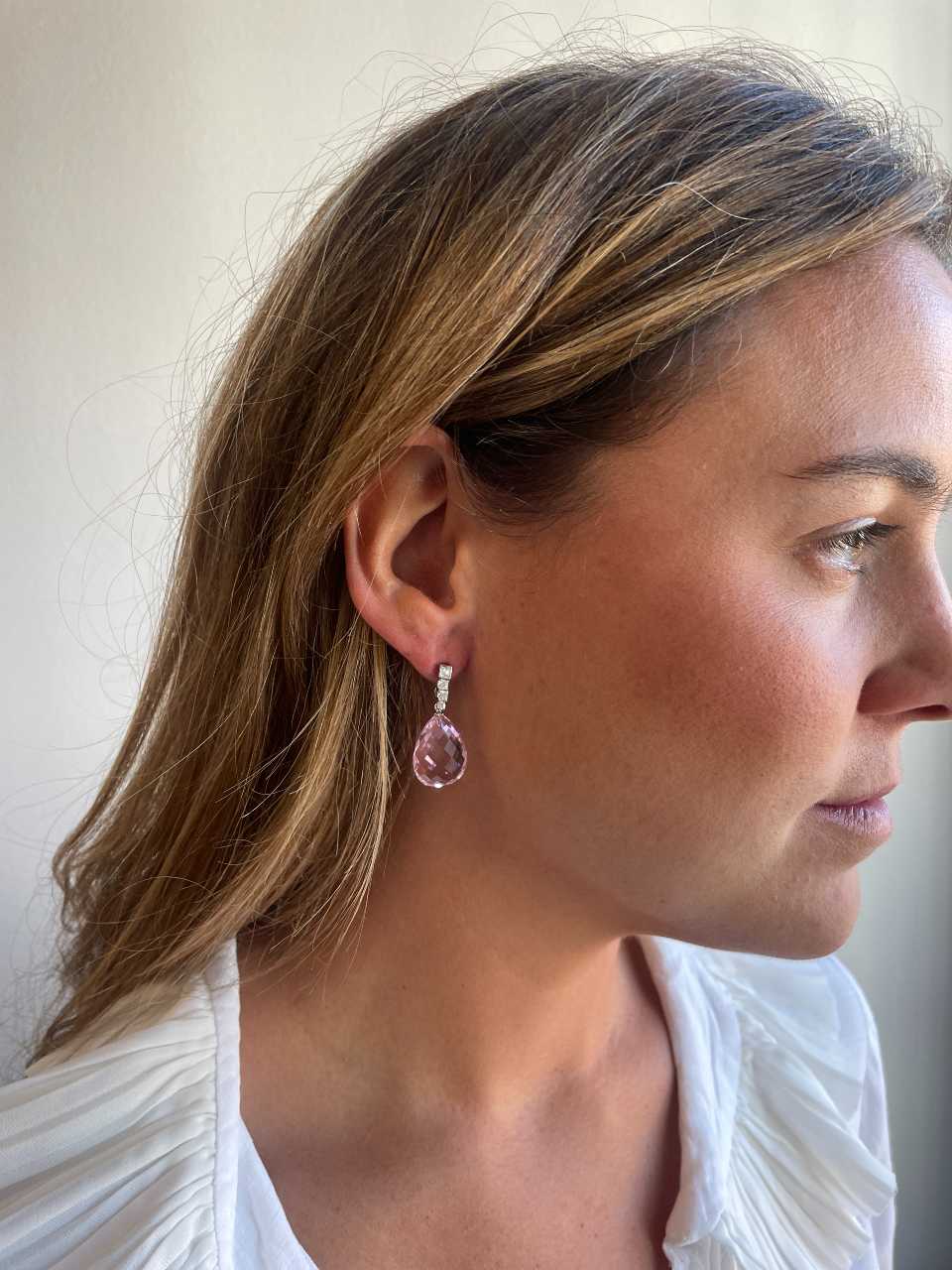 TERESA detachable earrings in 18k white gold and diamonds