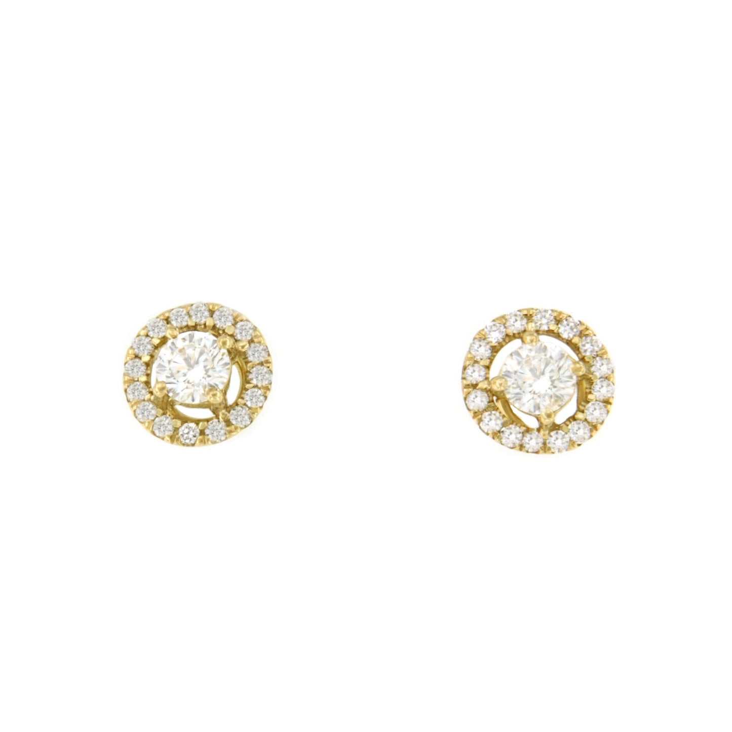 Pendiente FERRARILLO oro amarillo de 18 ktes solitario rodeado de brillantes.