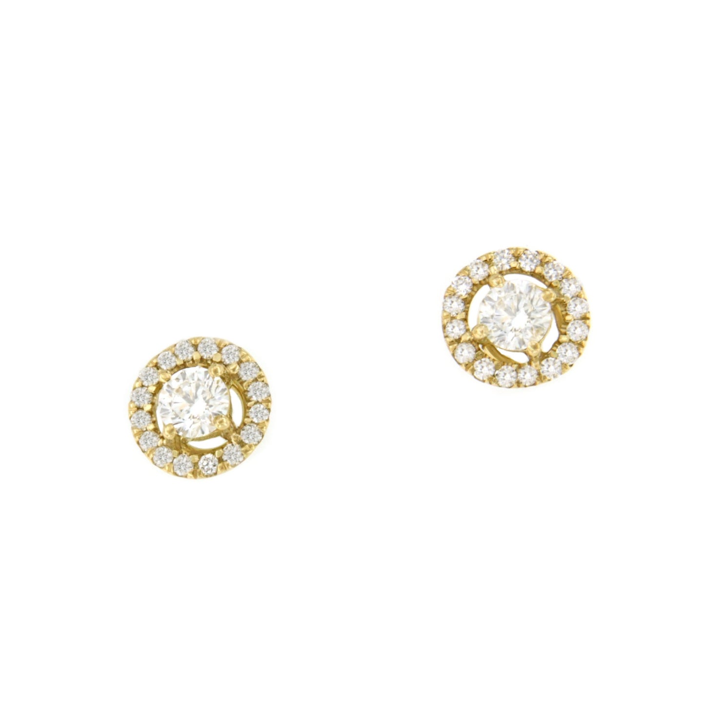 Pendiente FERRARILLO oro amarillo de 18 ktes solitario rodeado de brillantes.