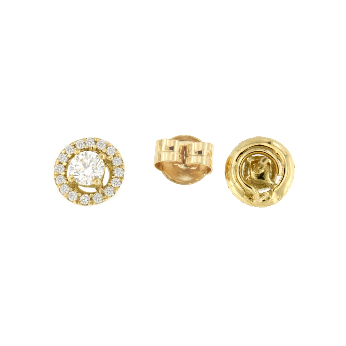 Pendiente FERRARILLO oro amarillo de 18 ktes solitario rodeado de brillantes.