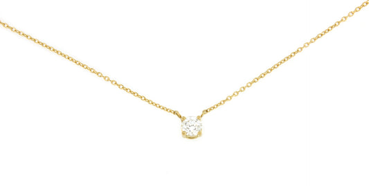 ARLES solitaire diamond choker with 18kt yellow gold chain.