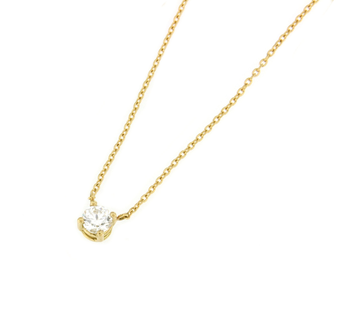ARLES solitaire diamond choker with 18kt yellow gold chain.