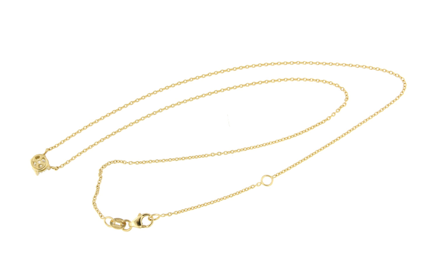 ARLES solitaire diamond choker with 18kt yellow gold chain.