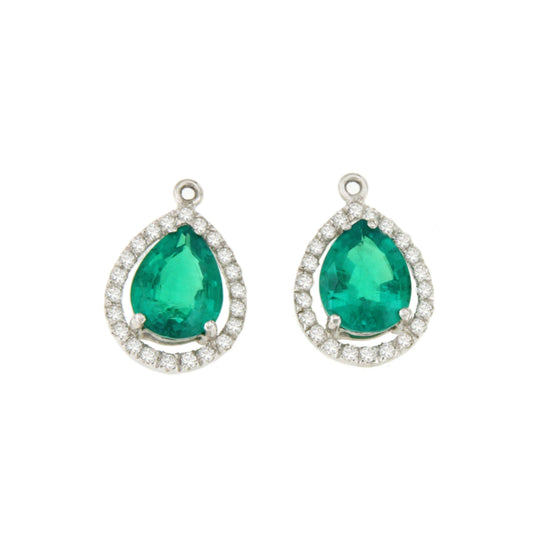 CARTAGENA pendants, in 18k white gold, diamonds and emeralds