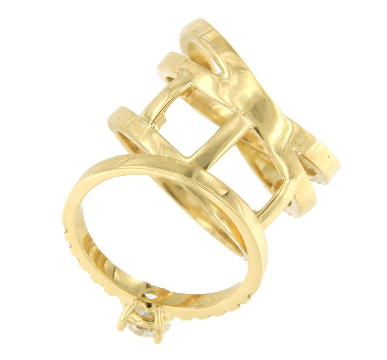 ROANNE diamond ring in 18k yellow gold and detachable.