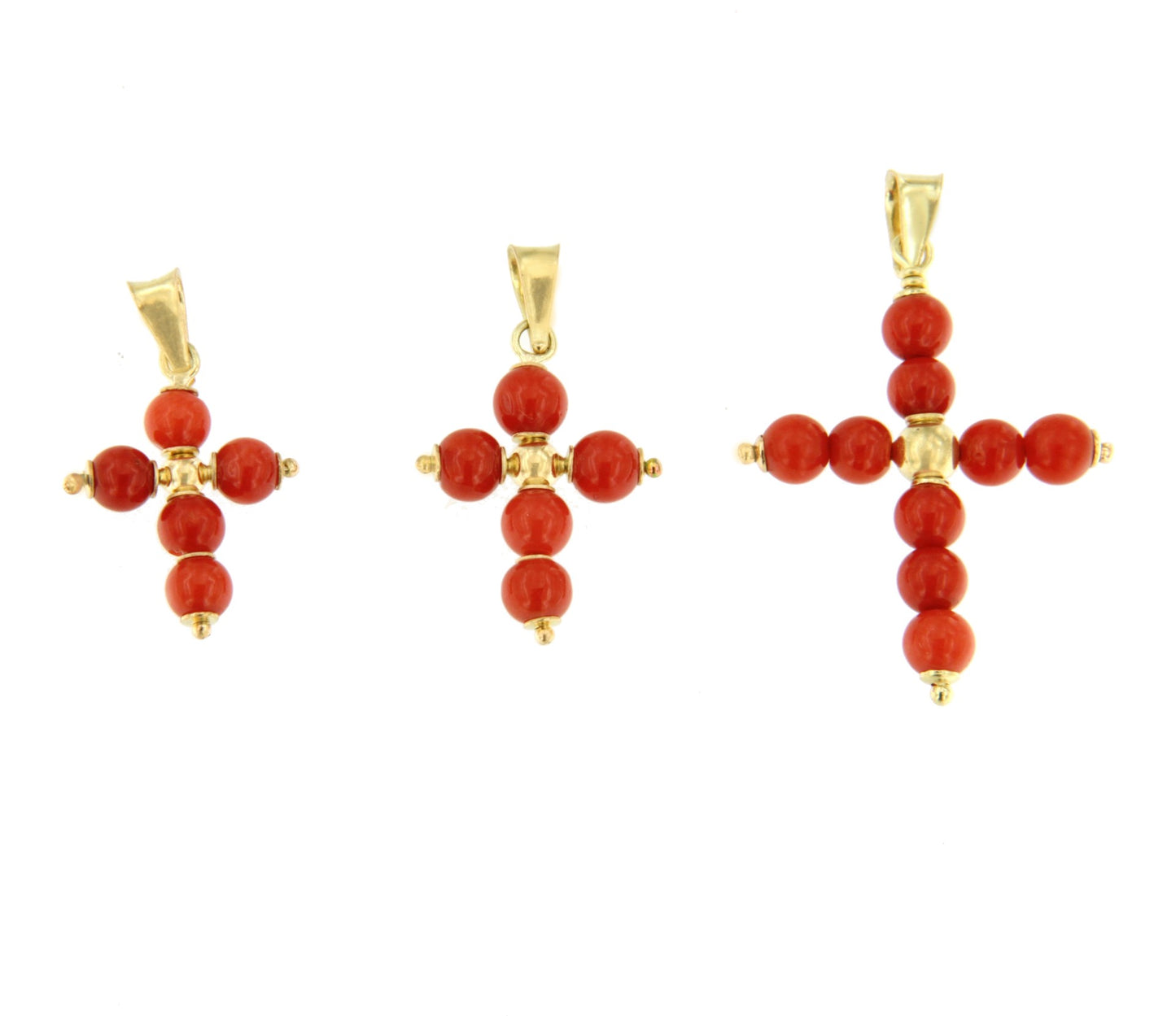 BORA BORA cross pendant in 18k gold and coral