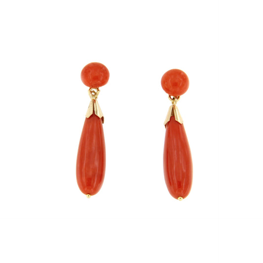 Philippine earrings in 18-karat gold and coral
