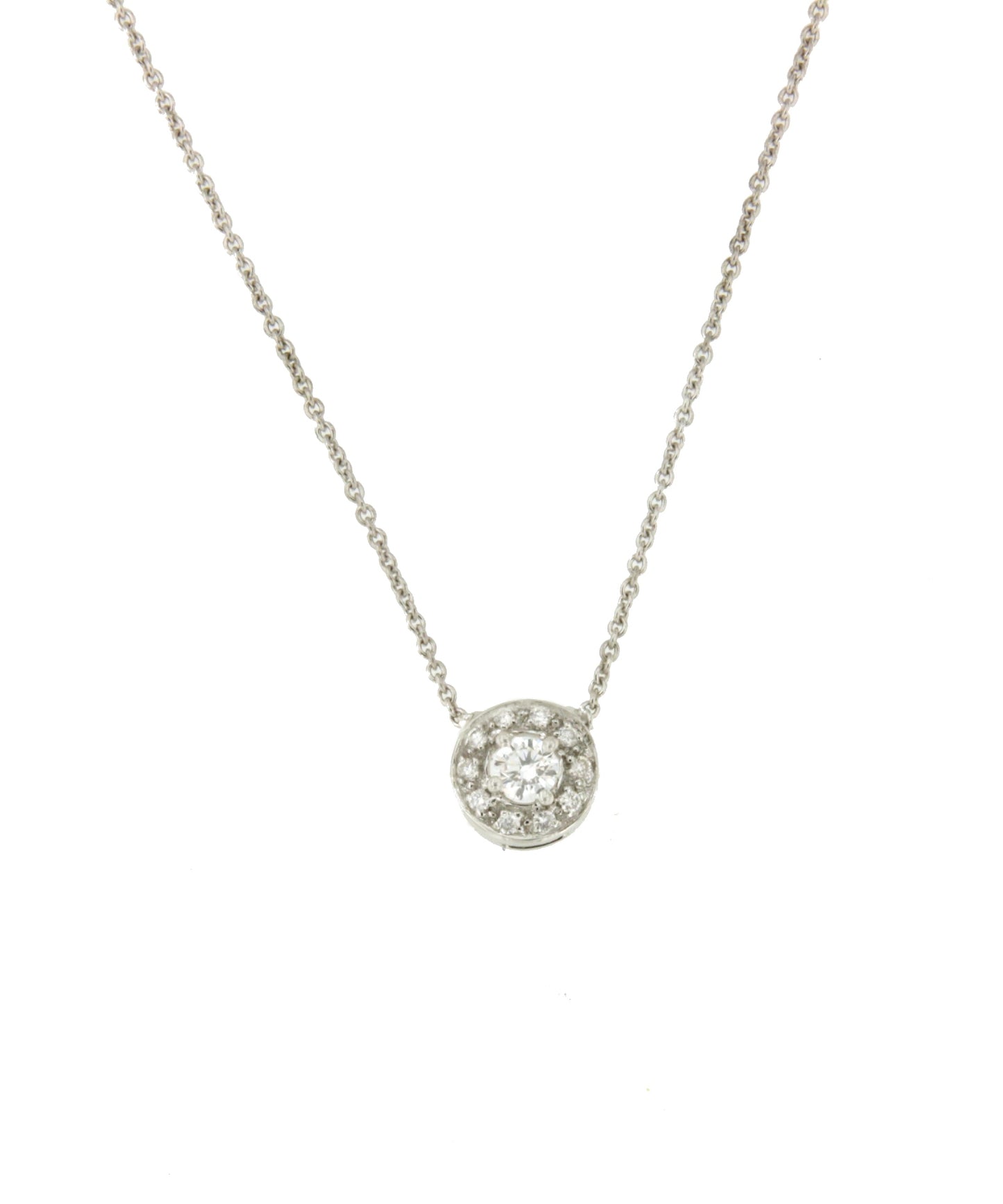 CANDELA chain with pendant in 18k white gold and diamonds.