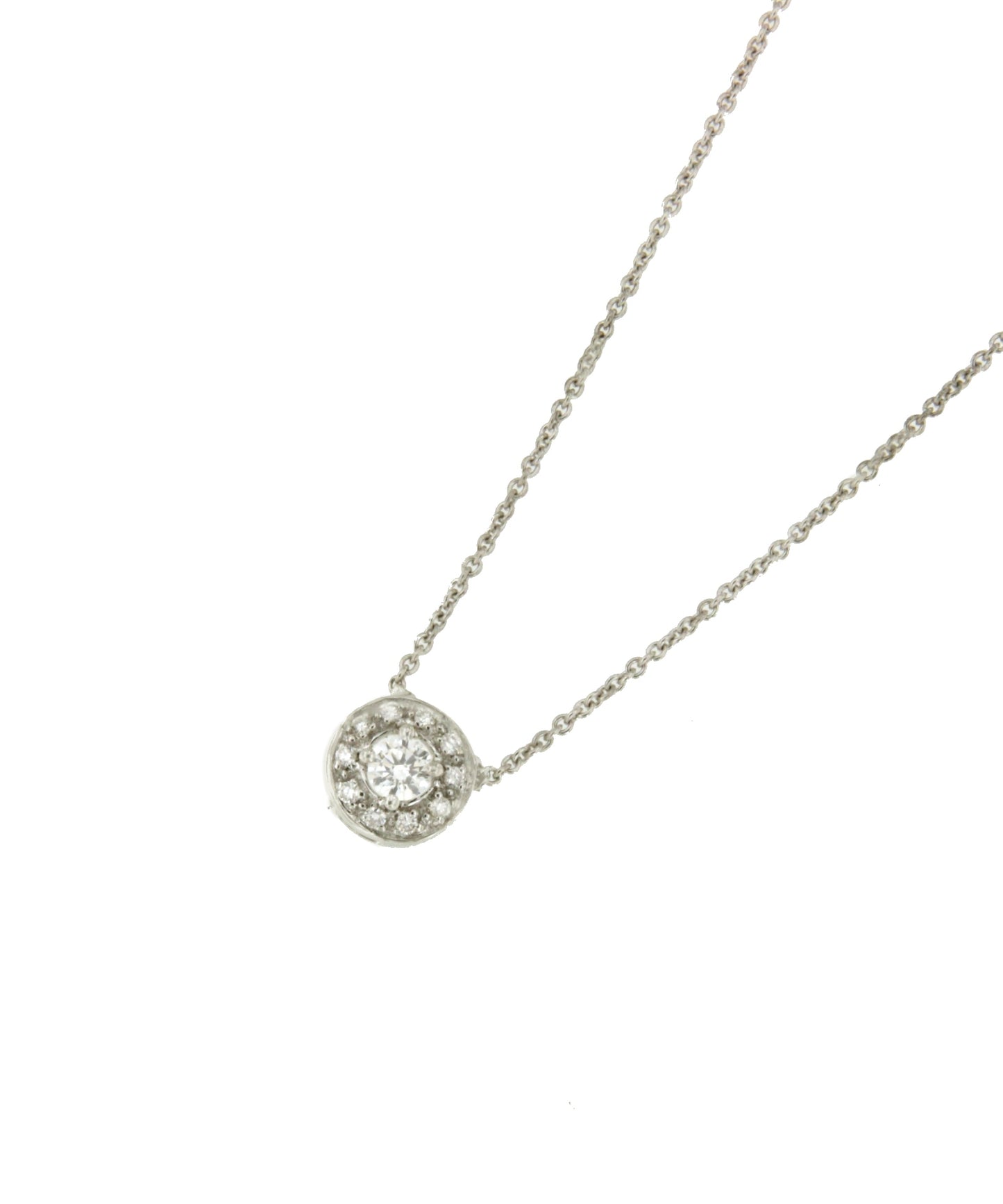CANDELA chain with pendant in 18k white gold and diamonds.