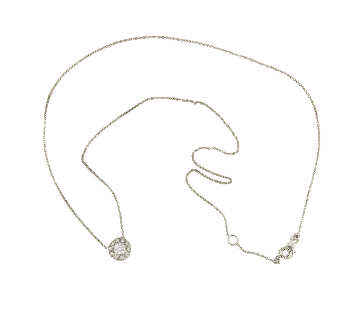 CANDELA chain with pendant in 18k white gold and diamonds.