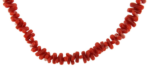 Bamboo choker with coral branches and 18k gold clasps