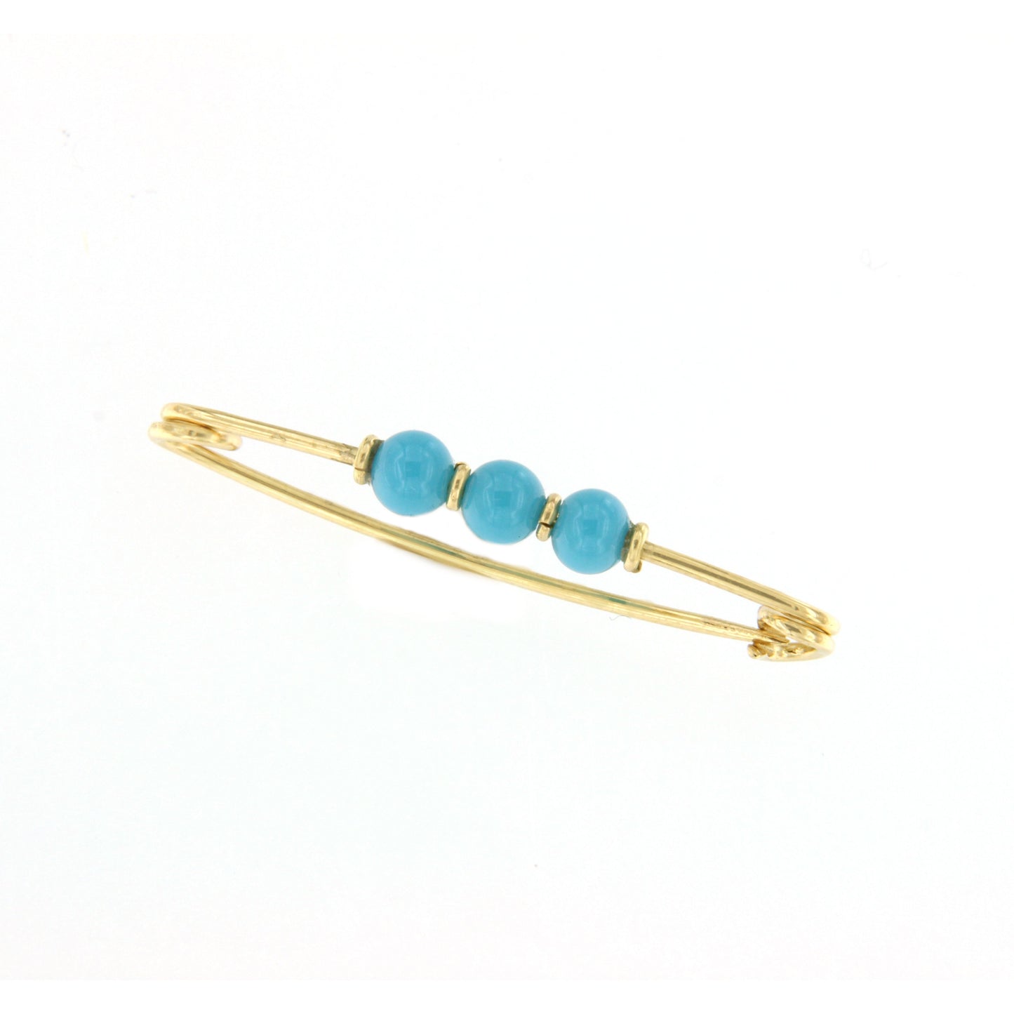 18-karat yellow gold Louis pin with coral/pearls/turquoise
