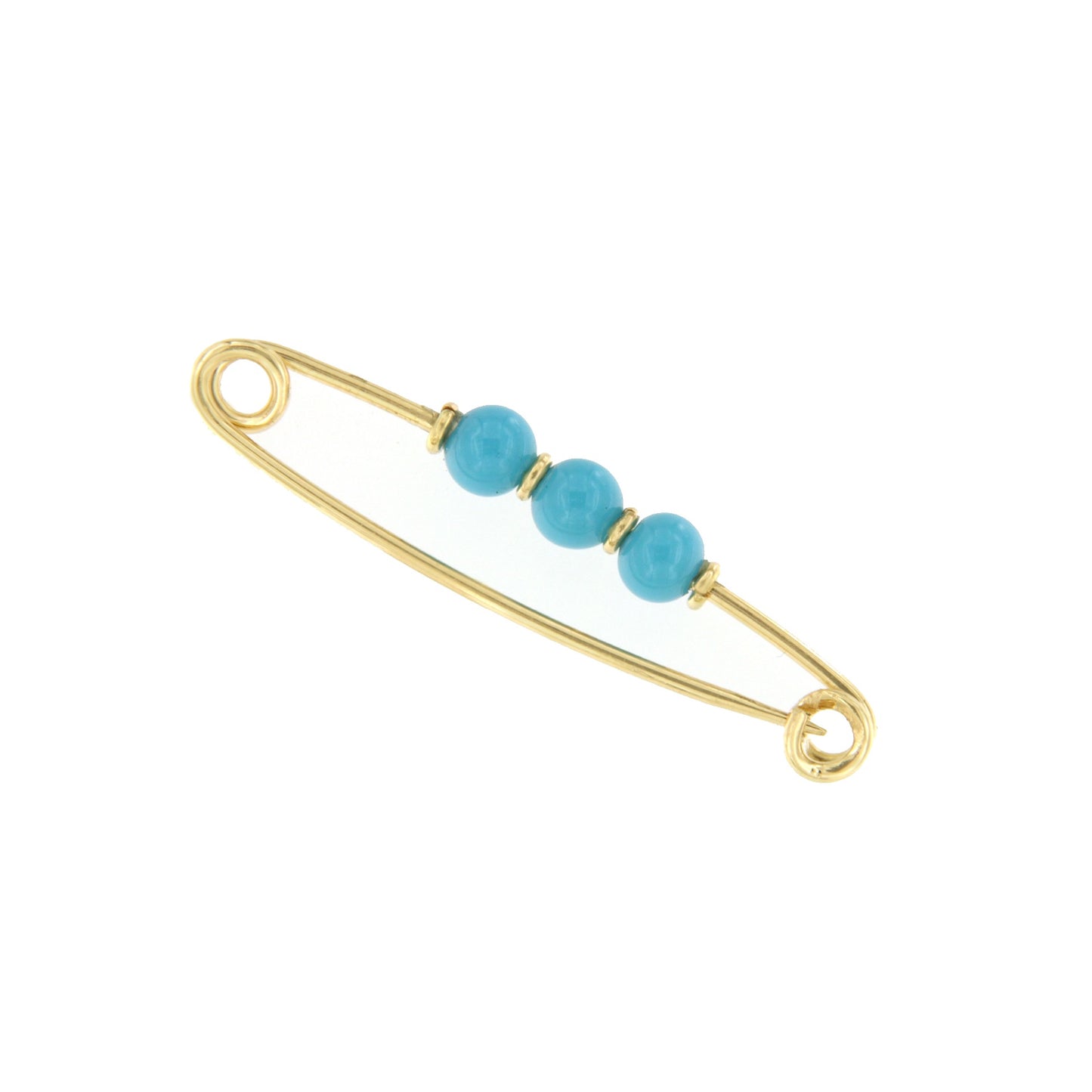 18-karat yellow gold Louis pin with coral/pearls/turquoise