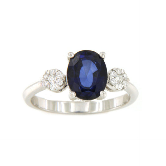 NOIA sapphire ring with diamonds in 18k white gold.