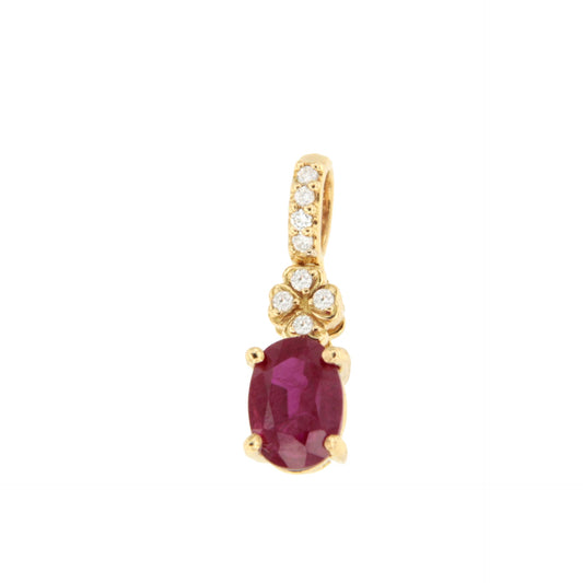 INNSBRUCK pendant, 18k yellow gold charm, diamonds and ruby