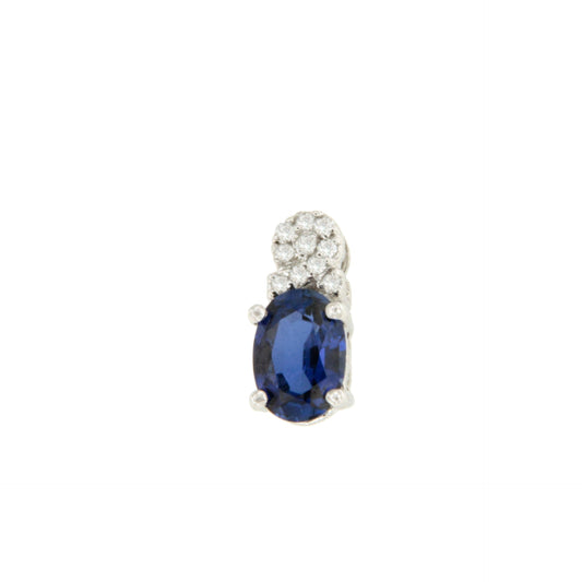 Mongoose pendant, 18k white gold charm with diamonds and sapphire