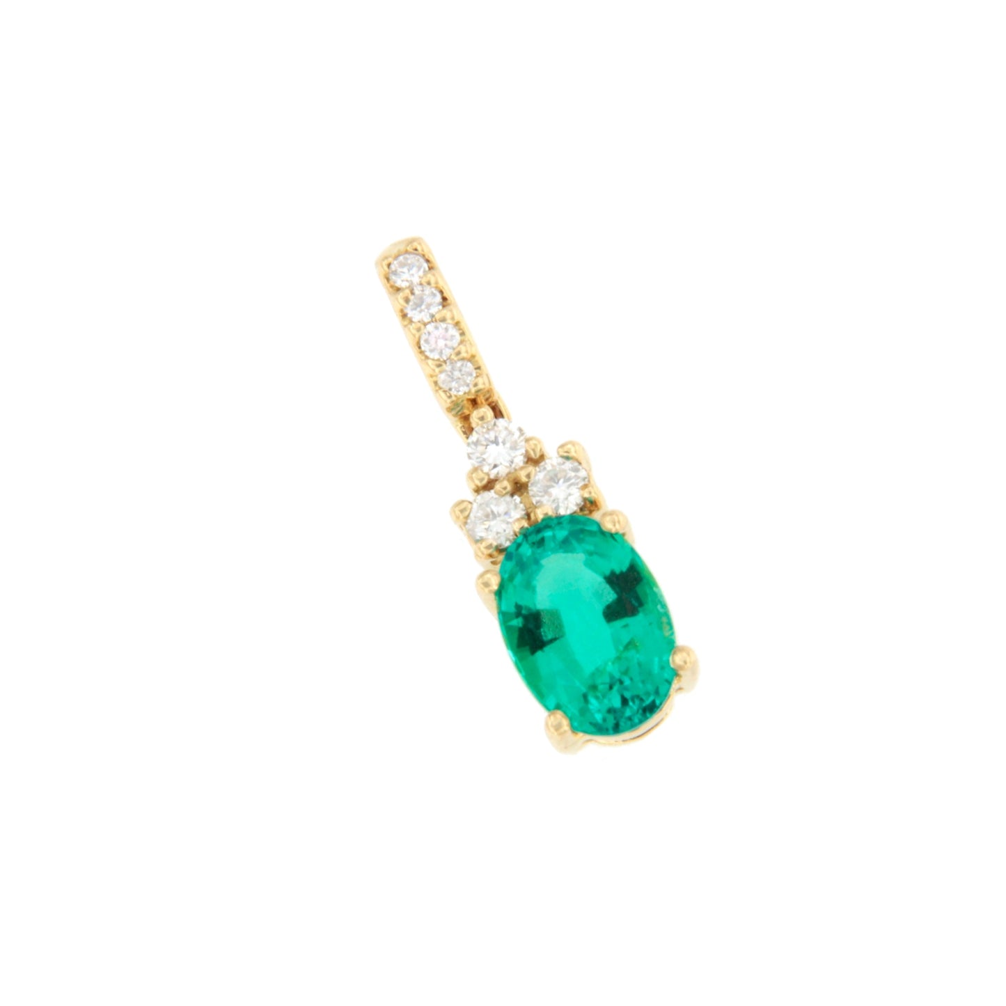 Colgante CHESTER dije oro amarillo 18 ktes brillantes y esmeralda
