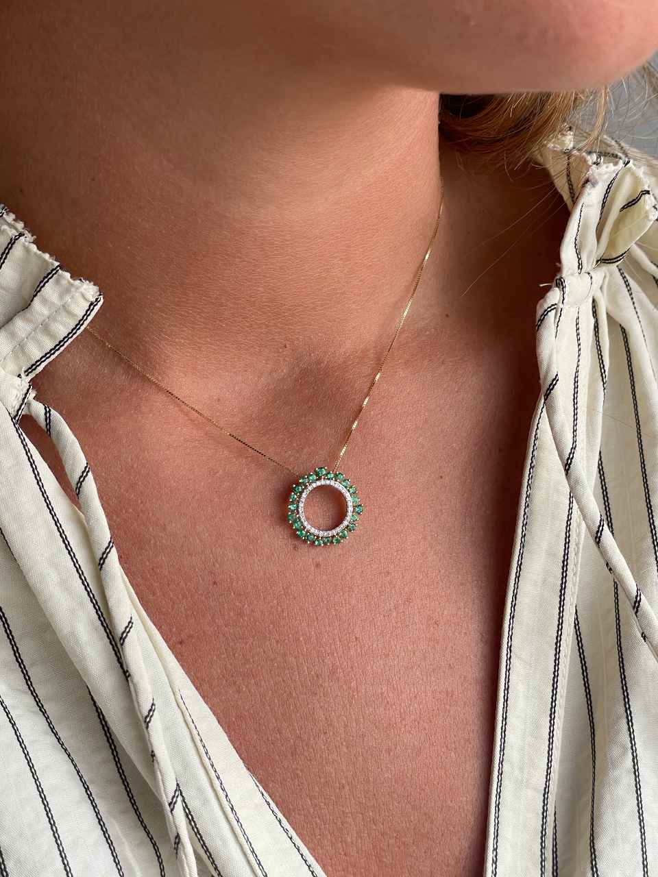 SOLARA pendant in 14k gold with diamonds and rubies/emeralds