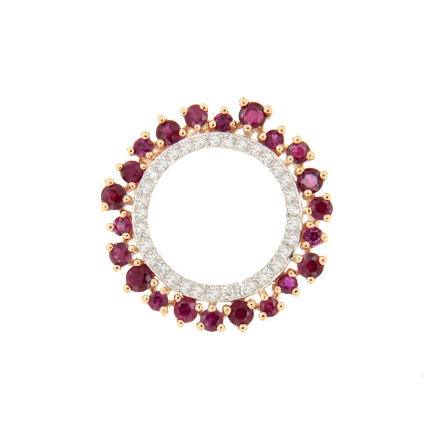 SOLARA pendant in 14k gold with diamonds and rubies/emeralds