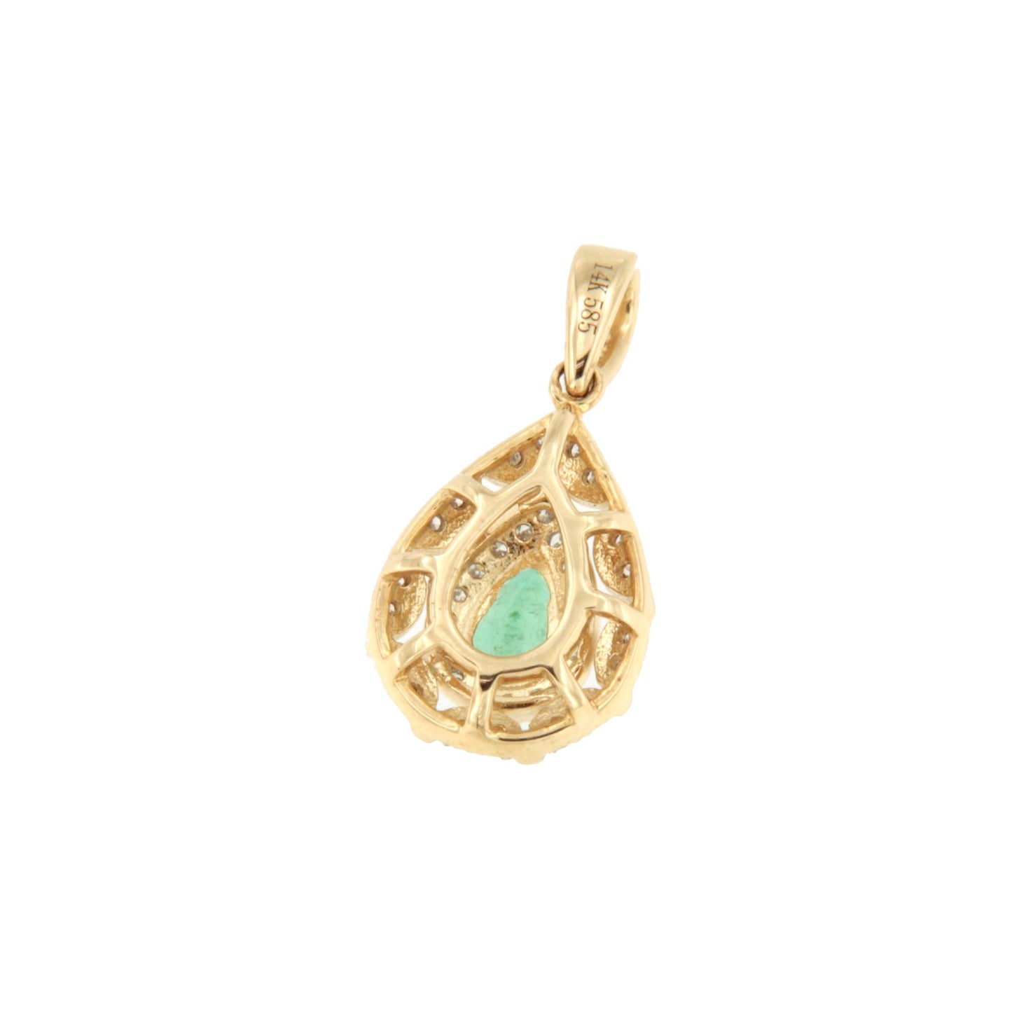 CIRELA pendant in 14k yellow gold with diamonds and emeralds