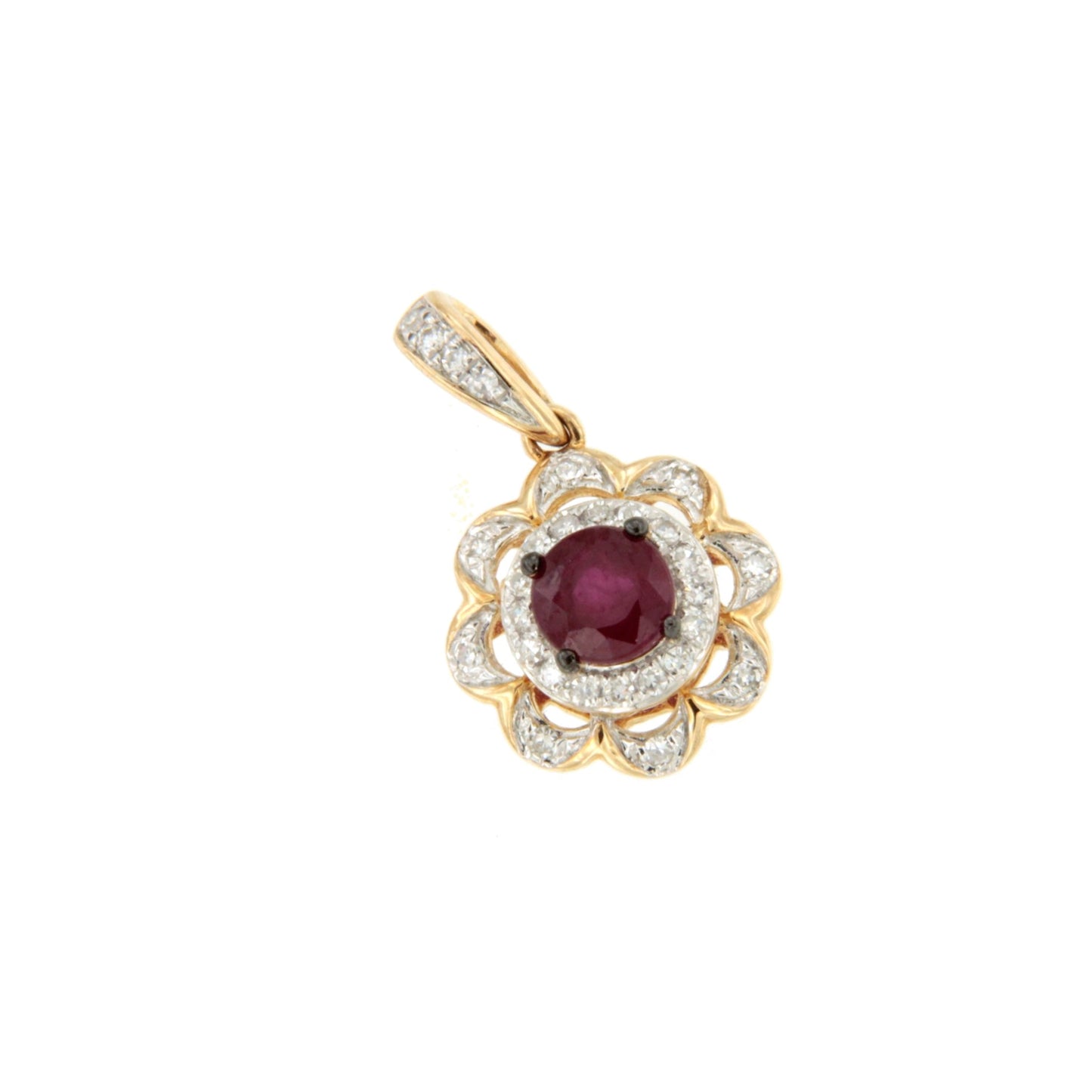 NAVIRA pendant in 14k rose gold with diamonds and ruby