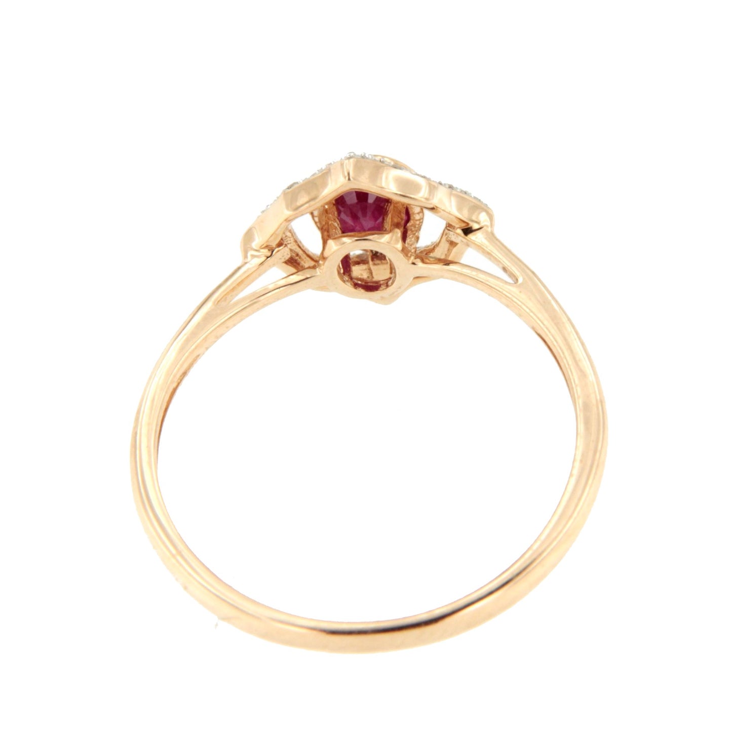 Anillo ELARIA con brillantes en oro de 14 ktes, diamantes y rubí/esmeralda