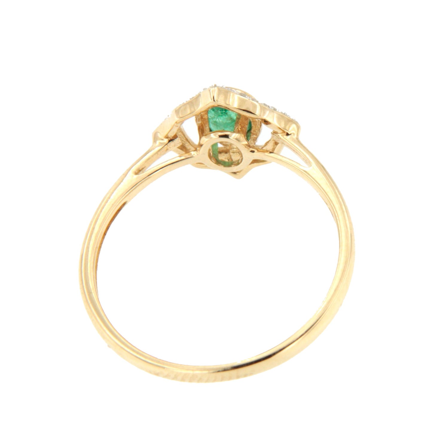 Anillo ELARIA con brillantes en oro de 14 ktes, diamantes y rubí/esmeralda