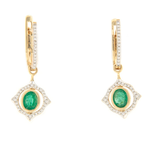 NARELA earrings in 14-karat yellow gold, diamonds and emeralds