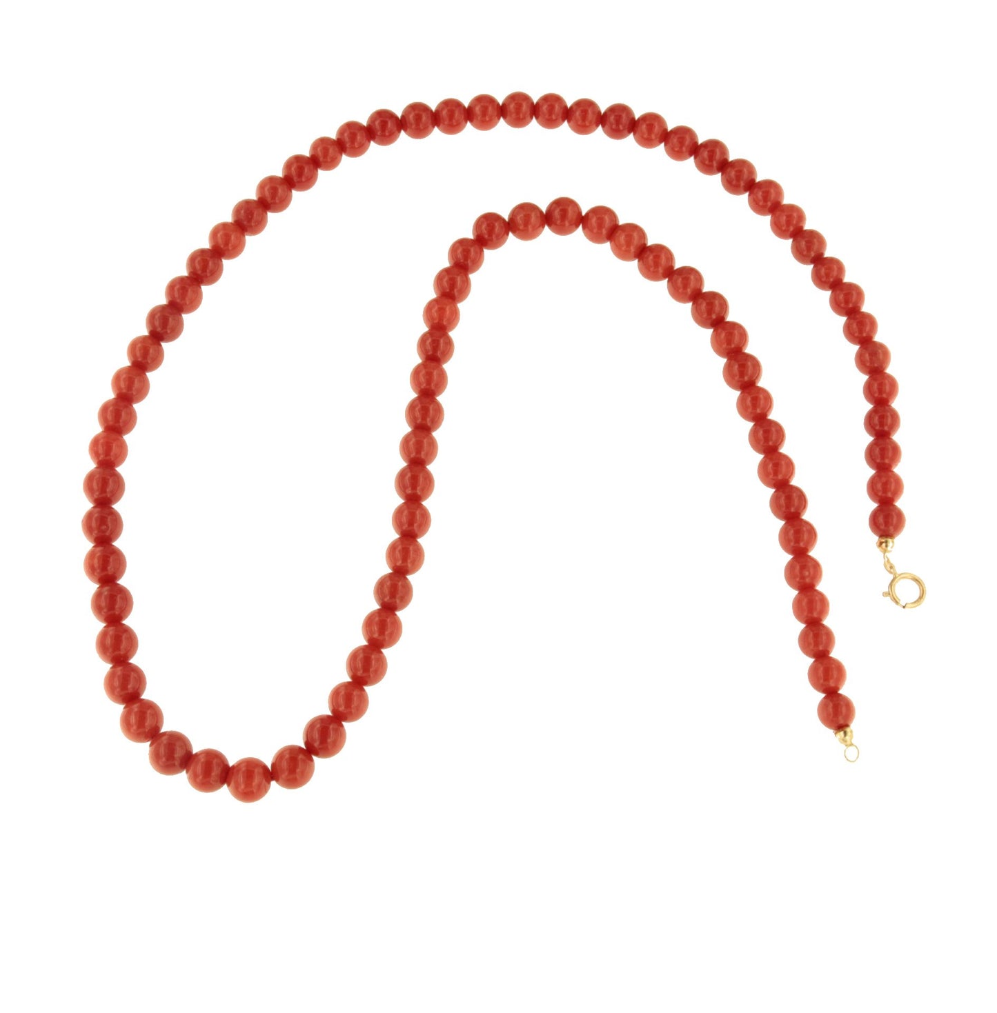 Gargantilla COMPAS de bolas de coral engarzados con cierre oro 18 ktes