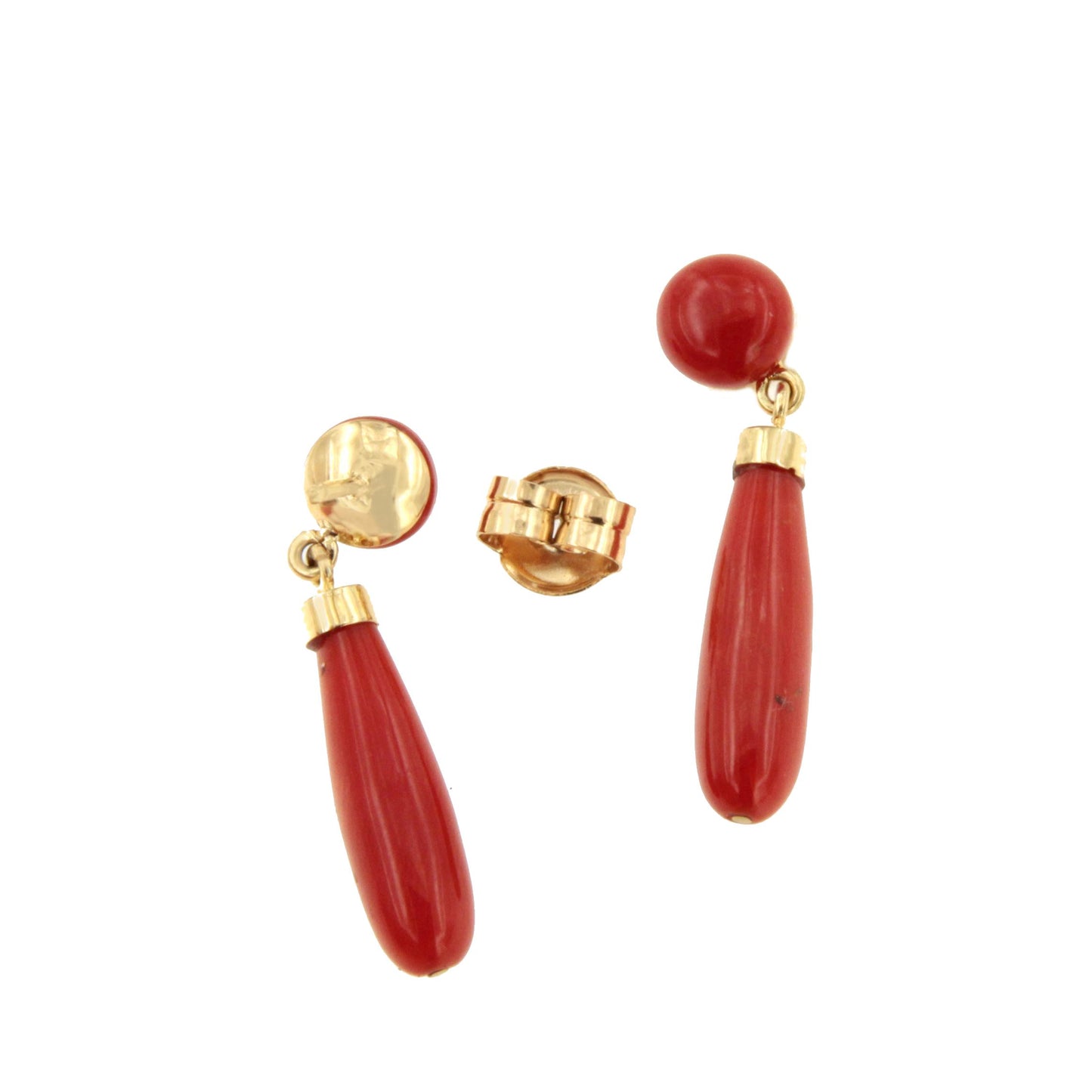 Pendientes MILOR de coral en oro amarillo de 18 kilates
