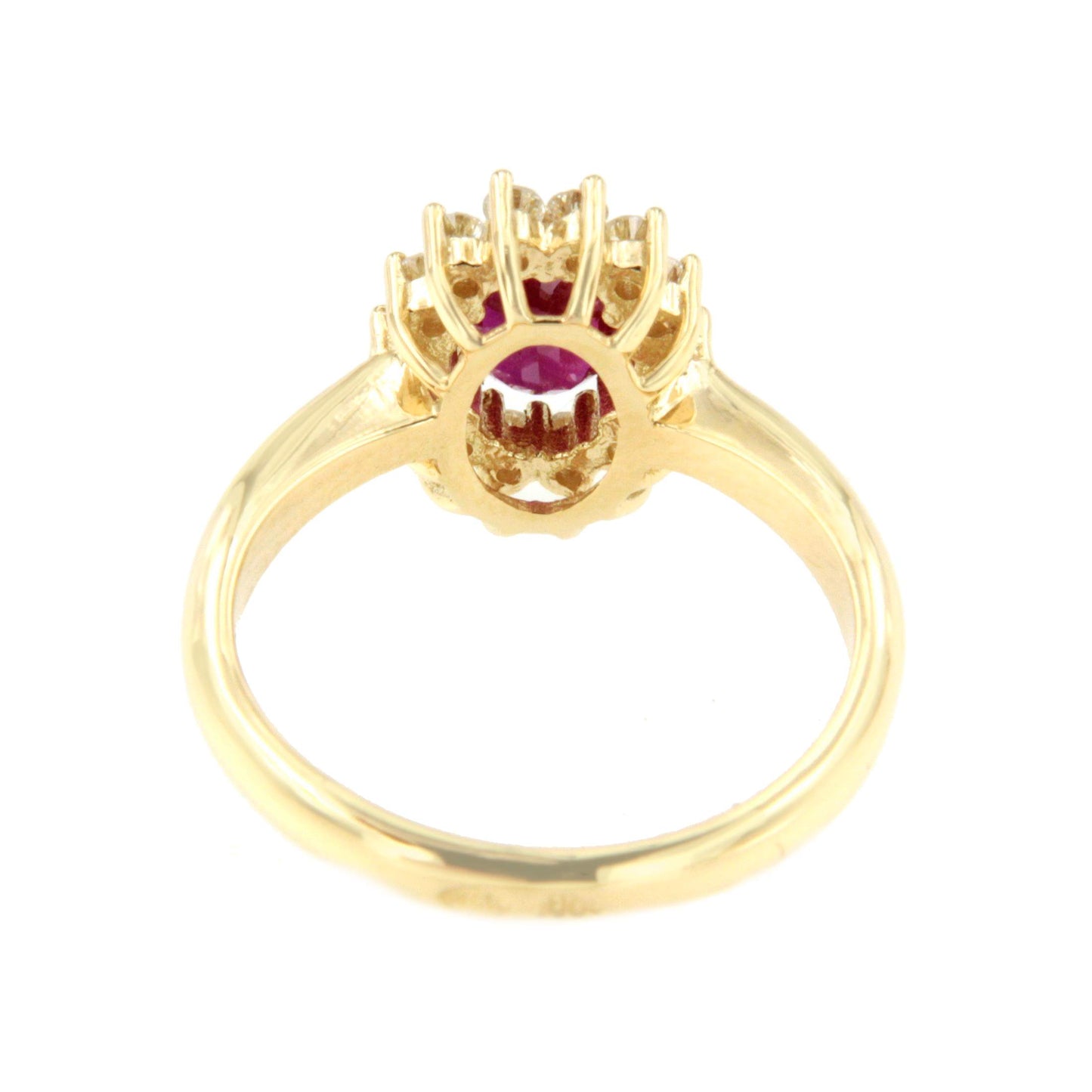 BENONI ring, oval ruby rosette and diamonds, 18k white gold.