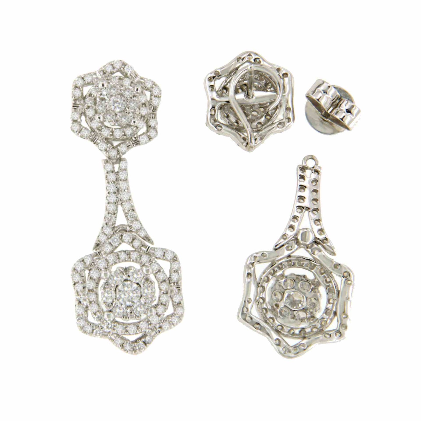 CELIA long detachable earring with diamonds in white gold
