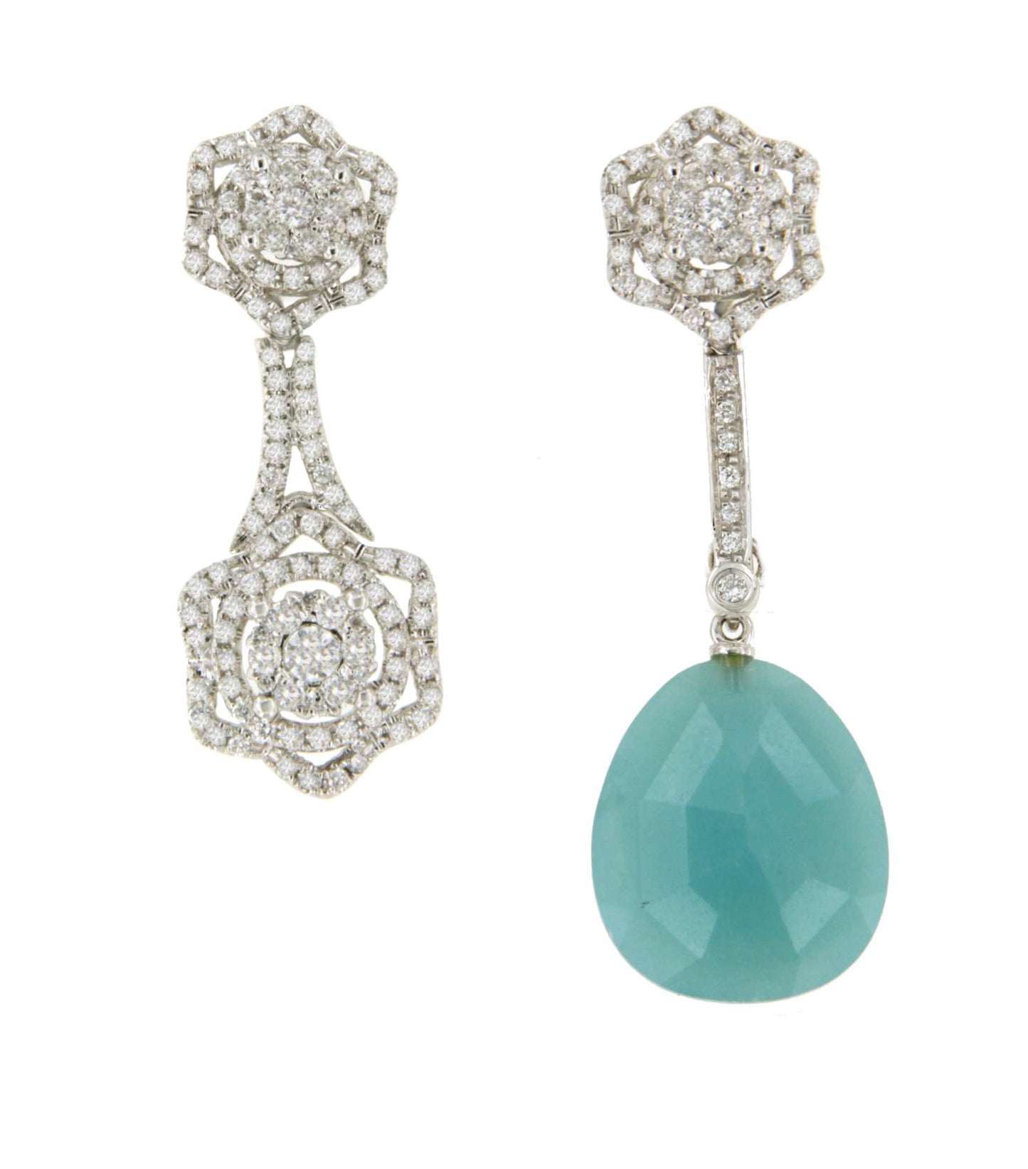 CELIA long detachable earring with diamonds in white gold