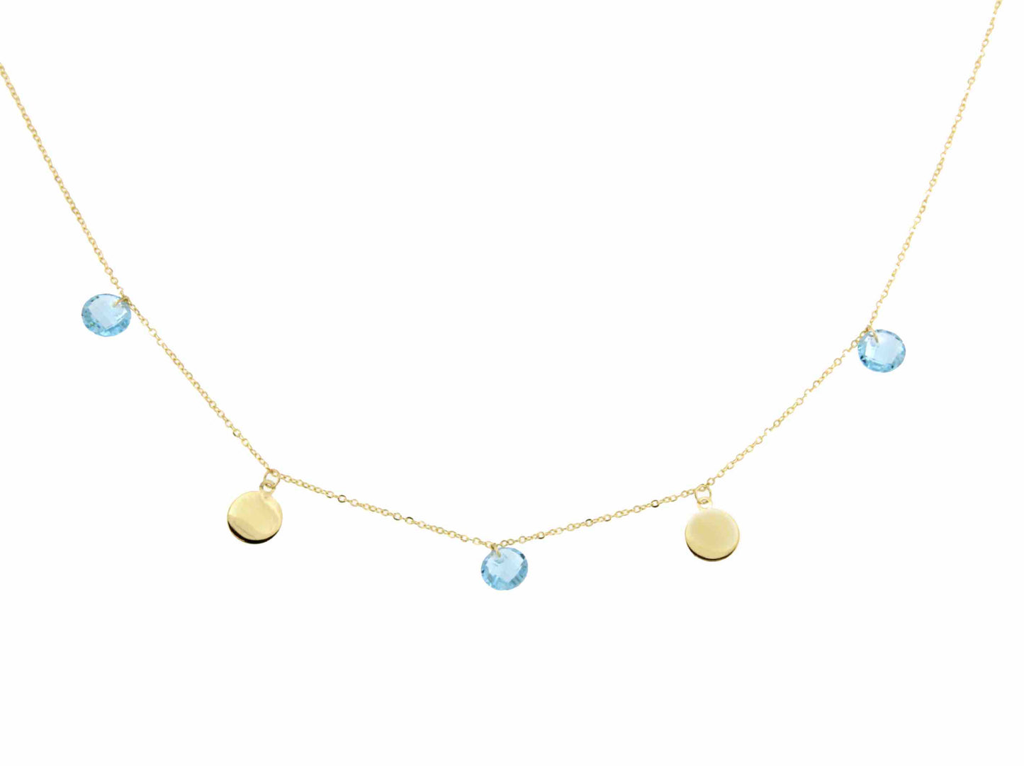 Gargantilla GONCA en oro amarillo, chapitas y cuarzos