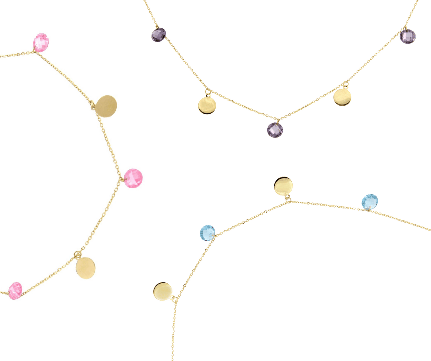 Gargantilla GONCA en oro amarillo, chapitas y cuarzos