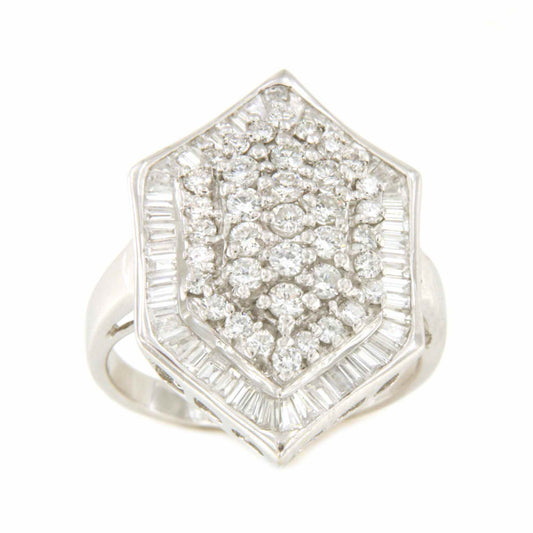 AMURRIO ring in 18k white gold with diamonds and baguettes