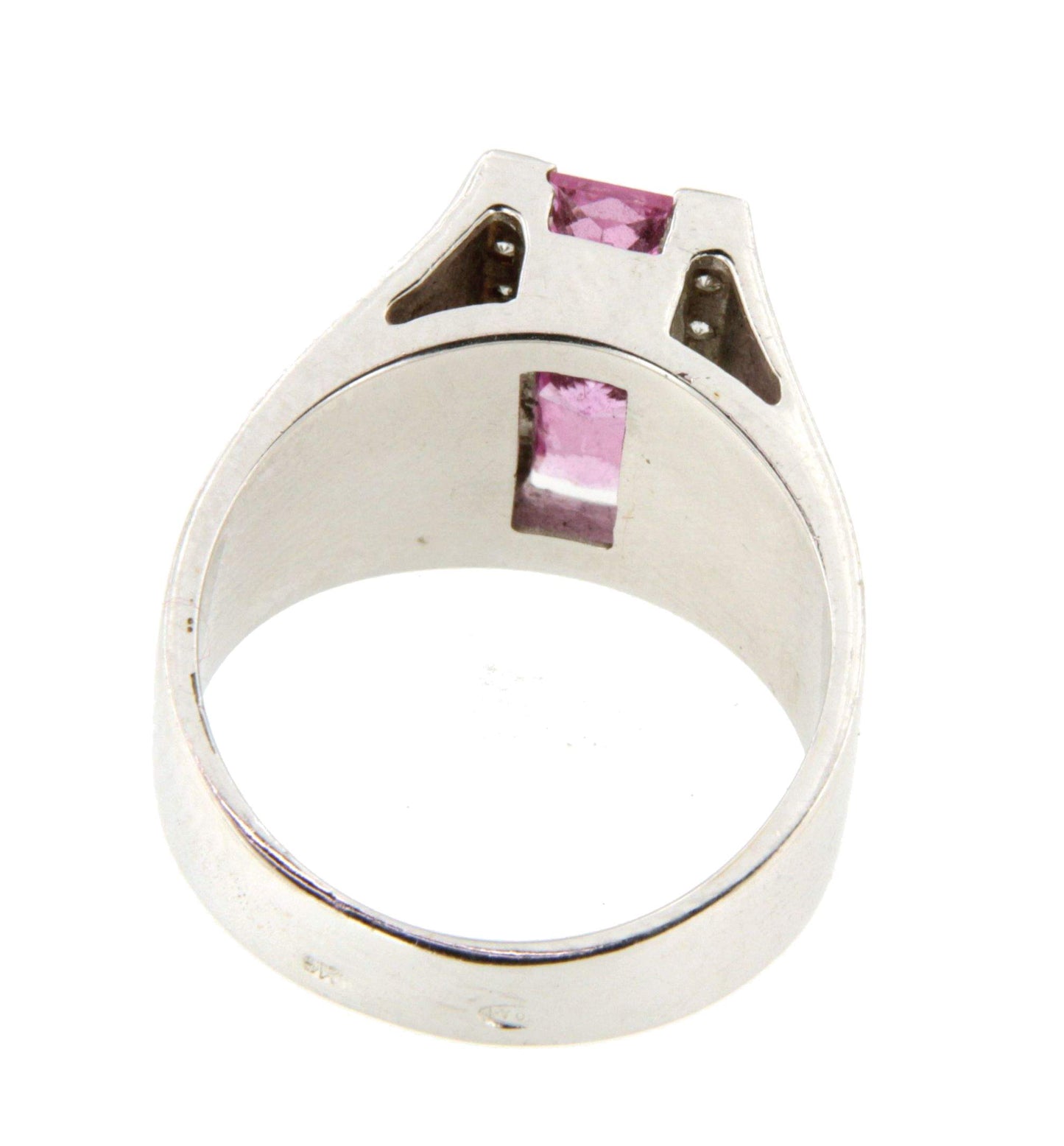 Anillo CANGAS centro zafiro rosa princesa con brillante en oro 18 ktes