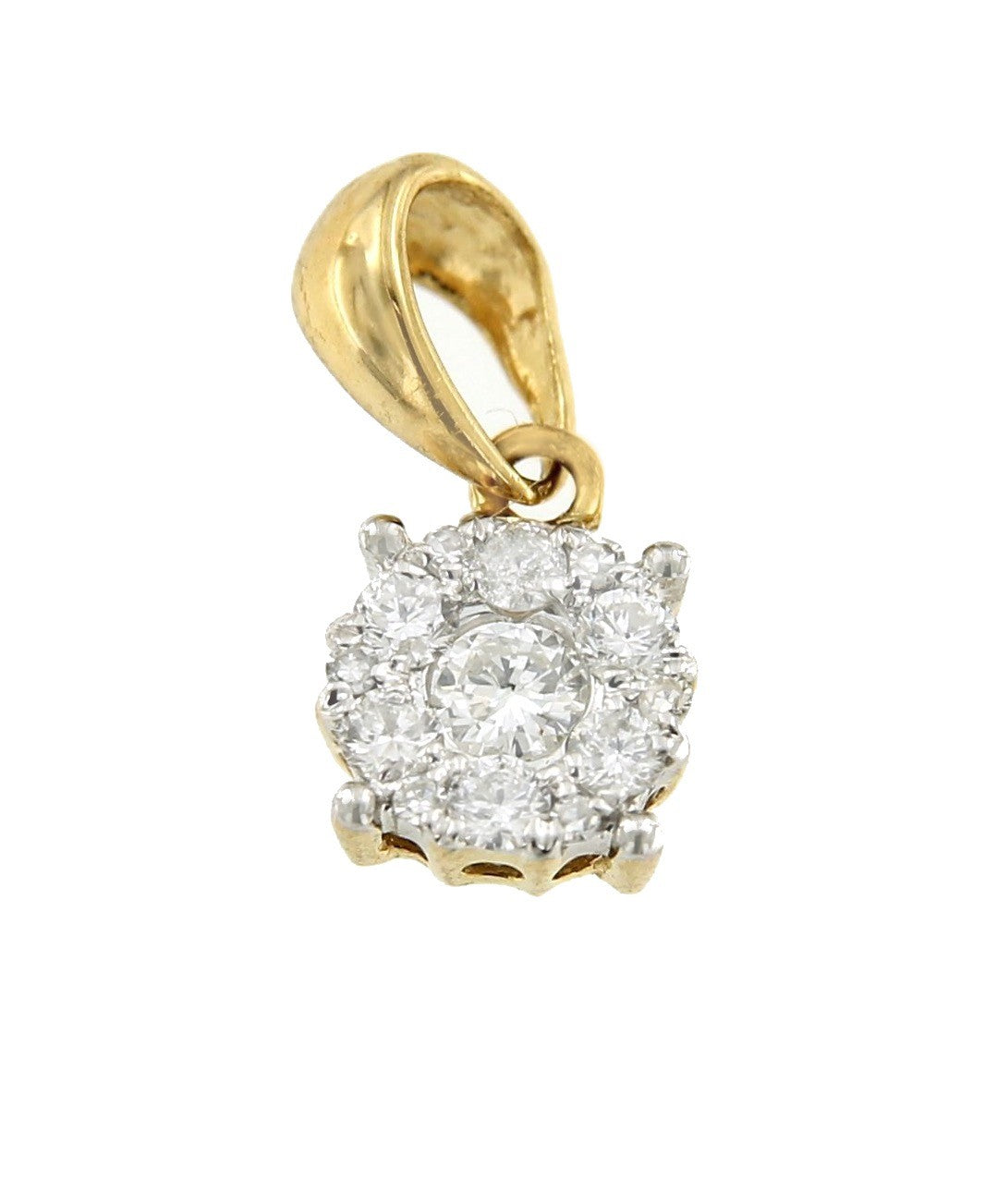 Colgante NERMIN de oro blanco con brillante y asa en oro amarillo - Roman Joyero