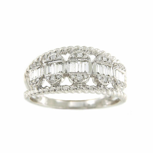 Anillo NURAY de oro blanco con brillantes y baguettes - Roman Joyero