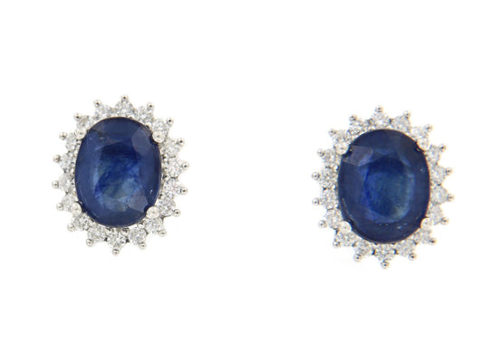 Pendientes NURTEN en oro blanco con zafiros y brillantes - Roman Joyero