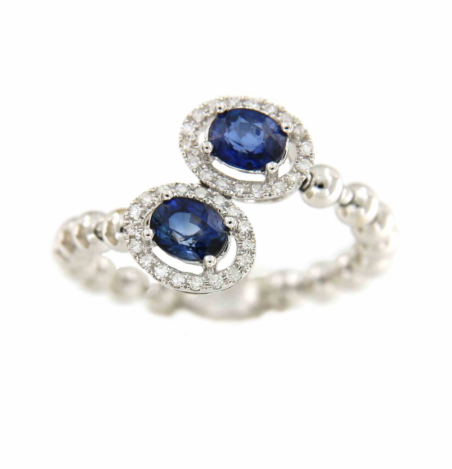 Anillo SAFIYE de oro blanco con brillantes y esmeraldas o zafiros