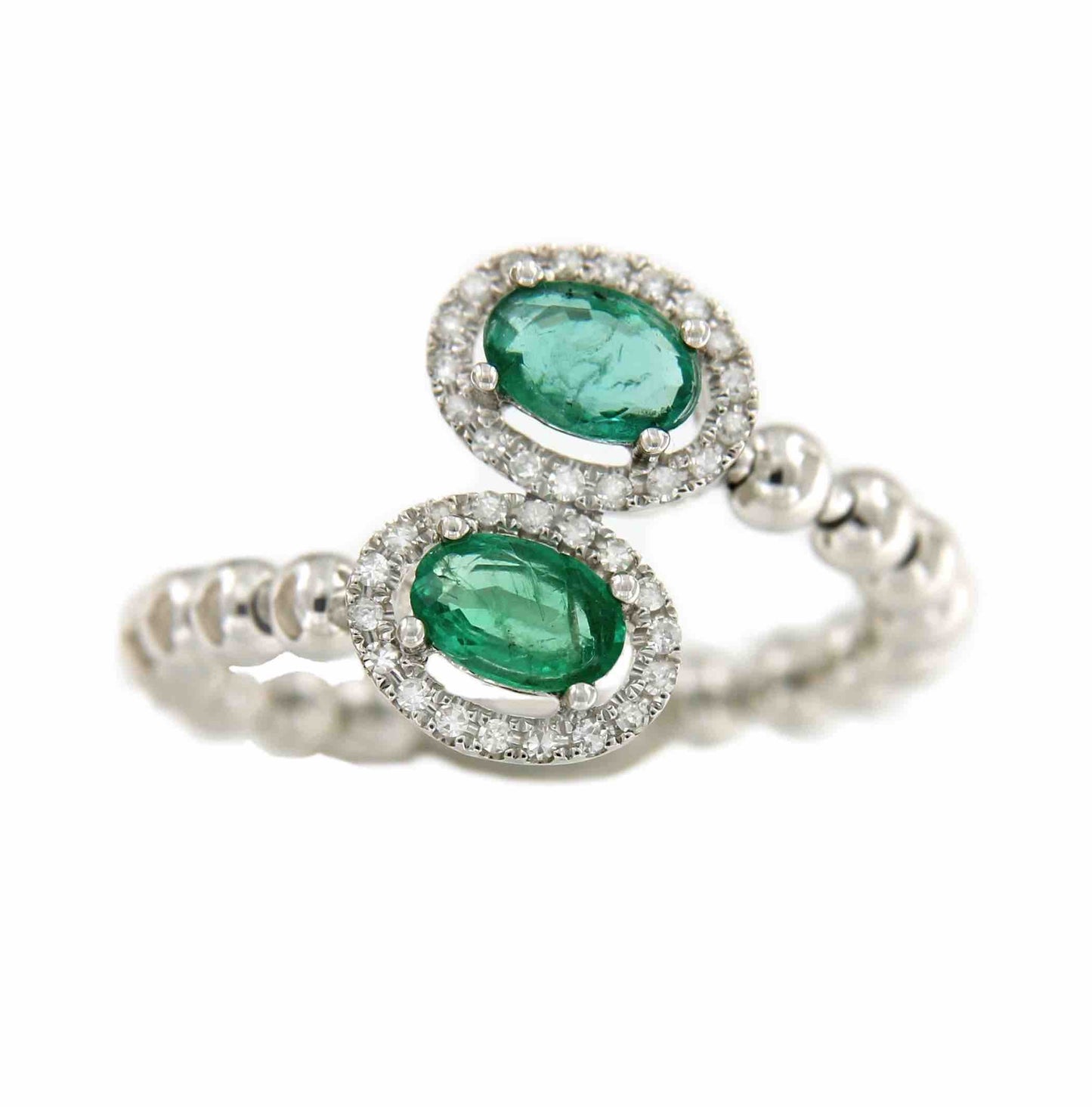 Anillo SAFIYE de oro blanco con brillantes y esmeraldas o zafiros