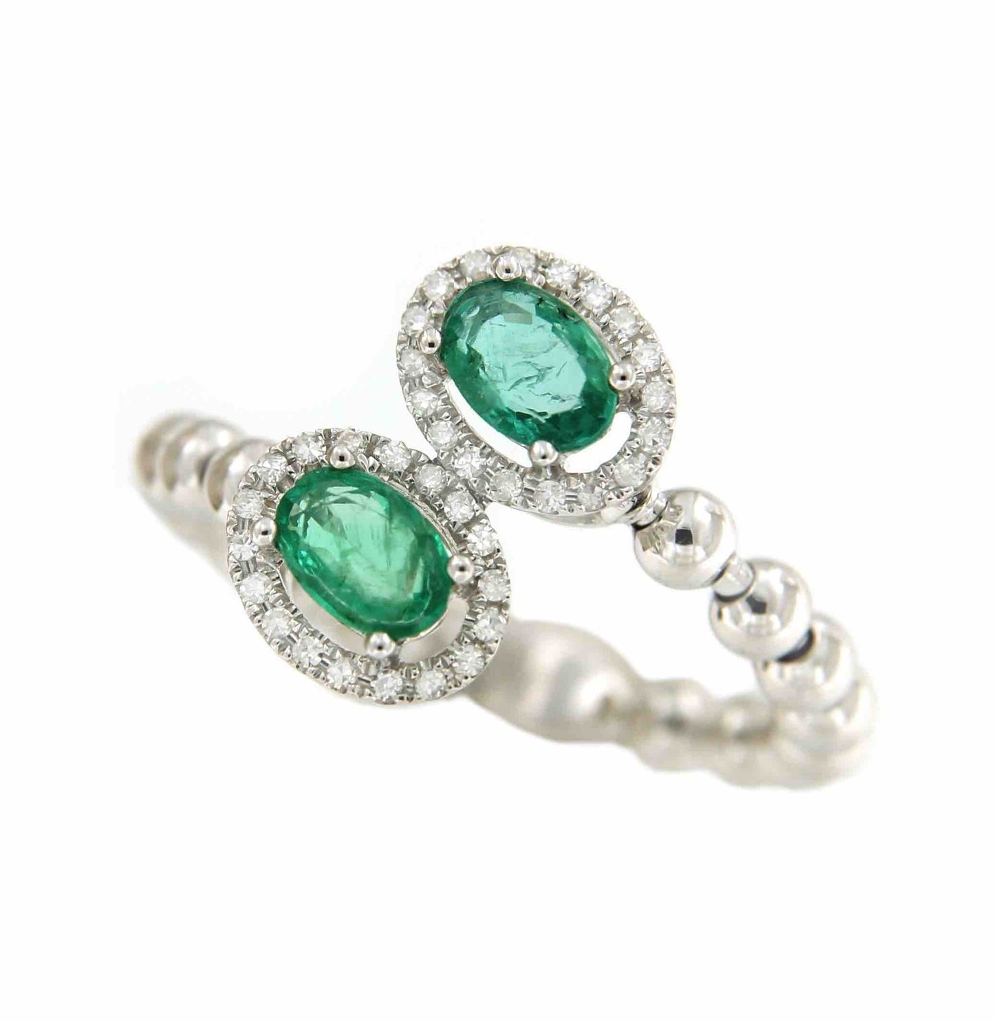Anillo SAFIYE de oro blanco con brillantes y esmeraldas o zafiros