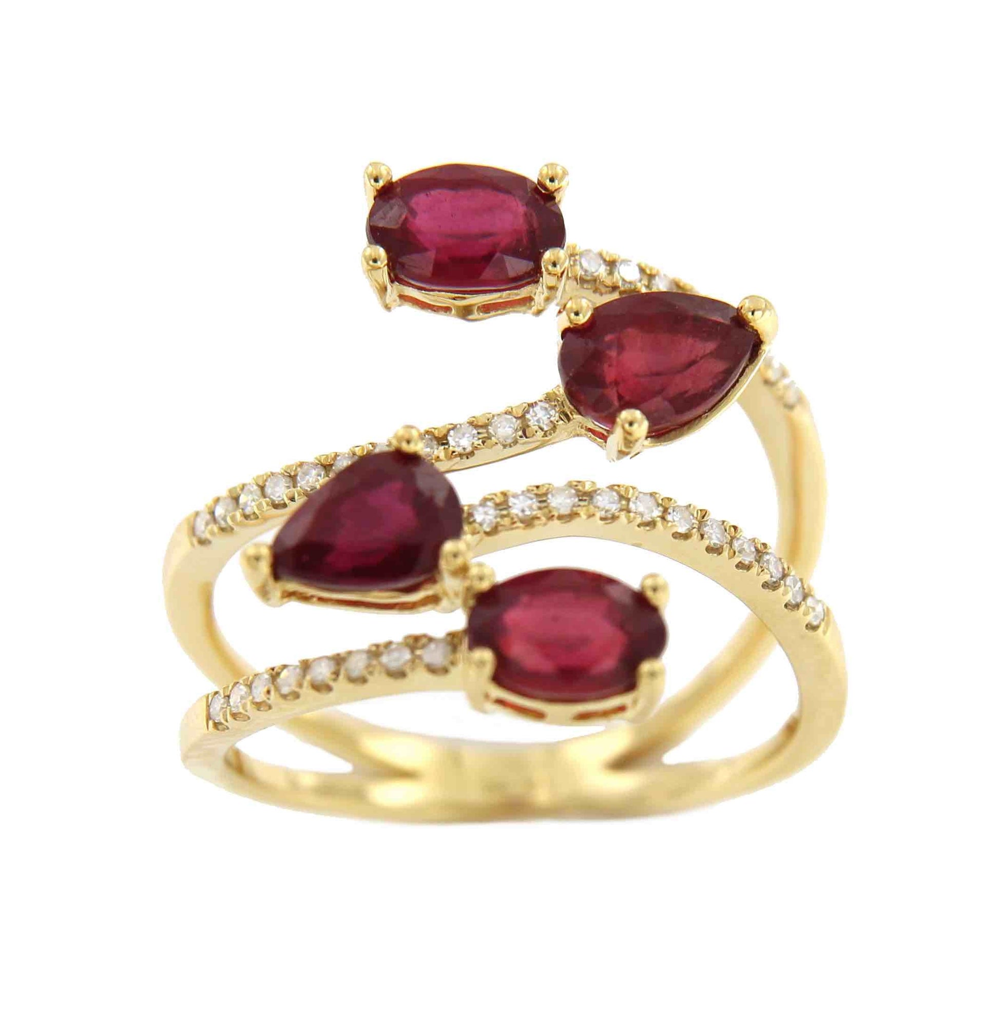 Anillo SEDA de oro blanco o amarillo con rubí o esmeralda y brillante