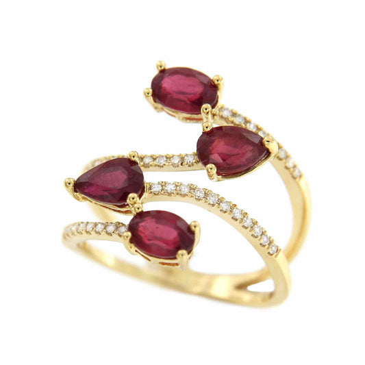 Anillo SEDA de oro blanco o amarillo con rubí o esmeralda y brillante