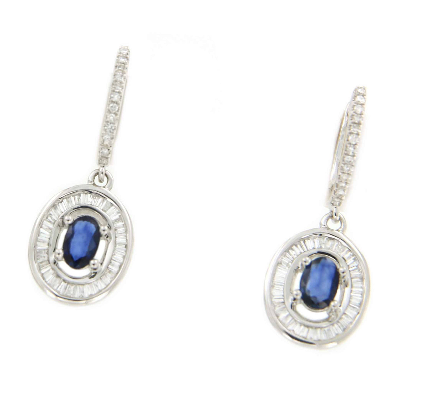 Pendientes SEDEF de oro blanco con diamantes y esmeralda, rubí o zafiro