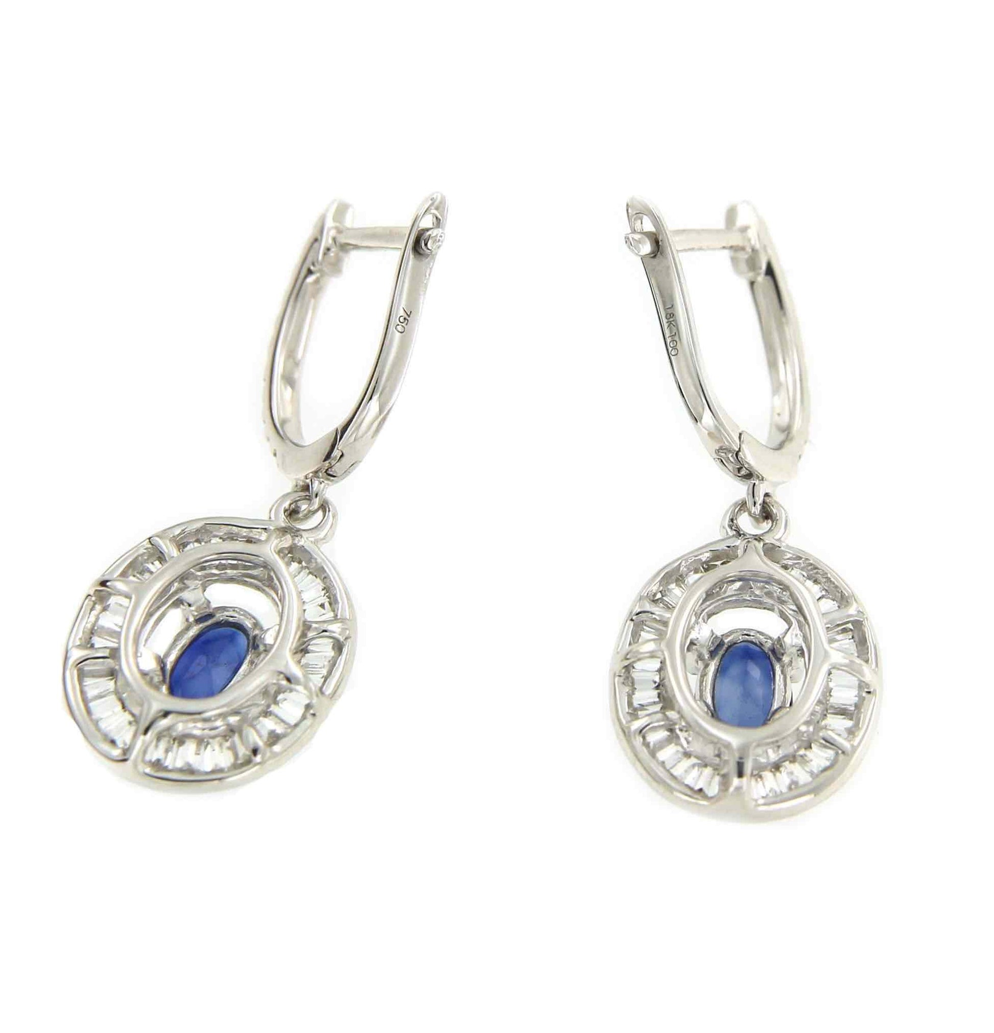 Pendientes SEDEF de oro blanco con diamantes y esmeralda, rubí o zafiro