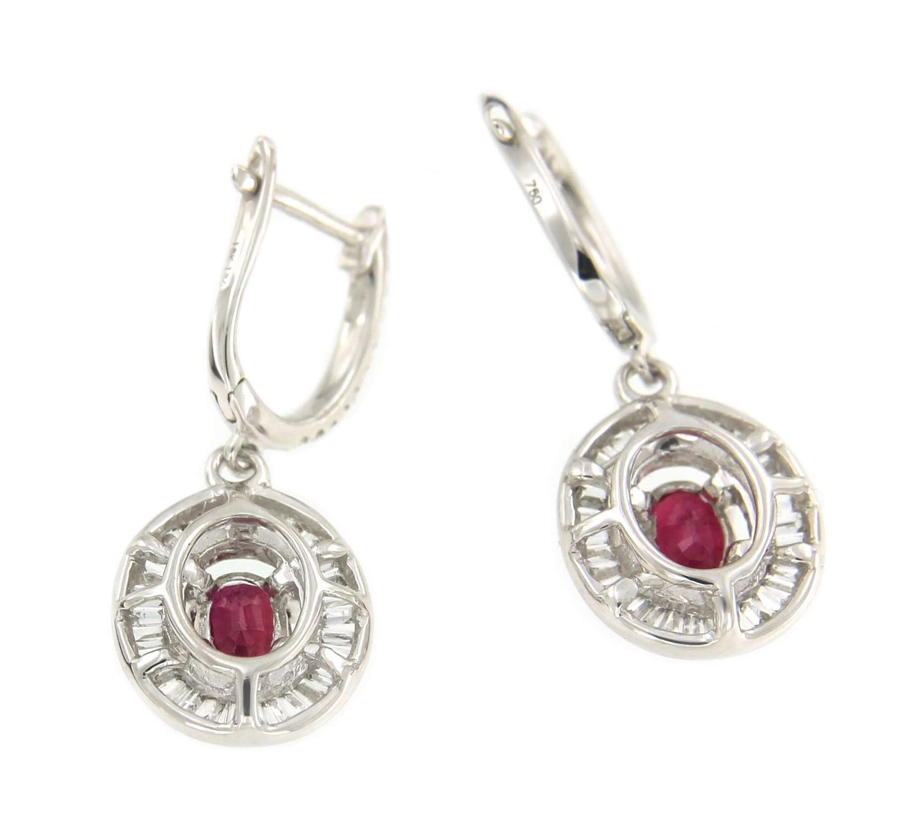 Pendientes SEDEF de oro blanco con diamantes y esmeralda, rubí o zafiro