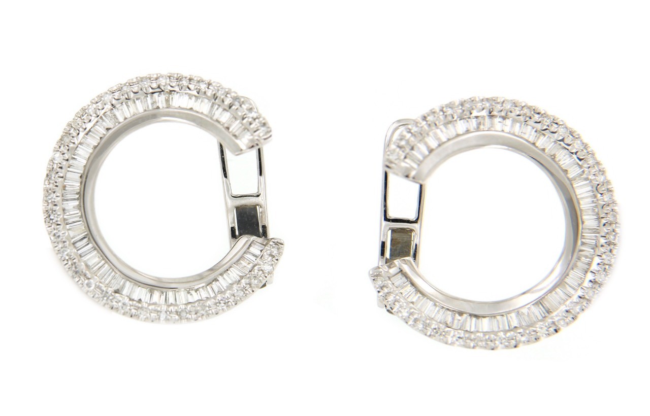 Pendientes SEHRAZAD en oro blanco con diamantes y baguettes - Roman Joyero