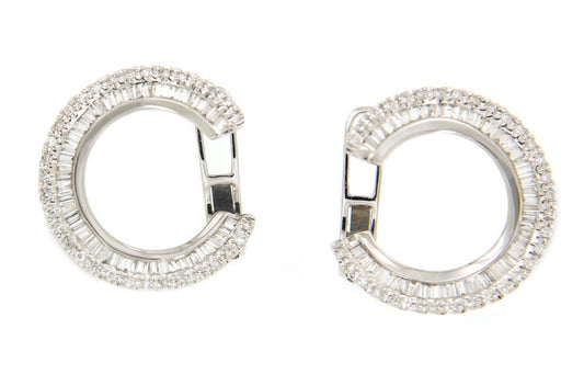 Pendientes SEHRAZAD en oro blanco con diamantes y baguettes - Roman Joyero